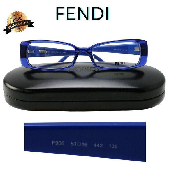 New cleaners Fendi Women's Eyeglasses F906 Blue Frames Rectangular - Picture 1 of 3